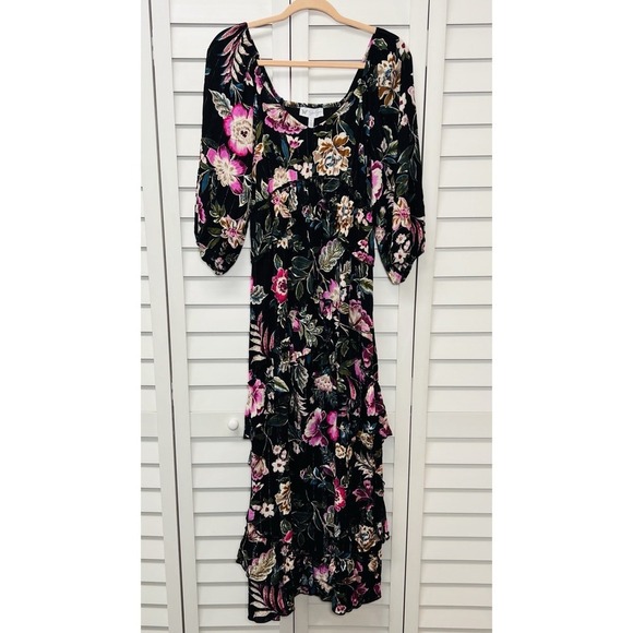 Jessica Simpson Damia Floral Balloon Sleeve Ruffle Tiered Maxi Dress Small NWT - Picture 6 of 16